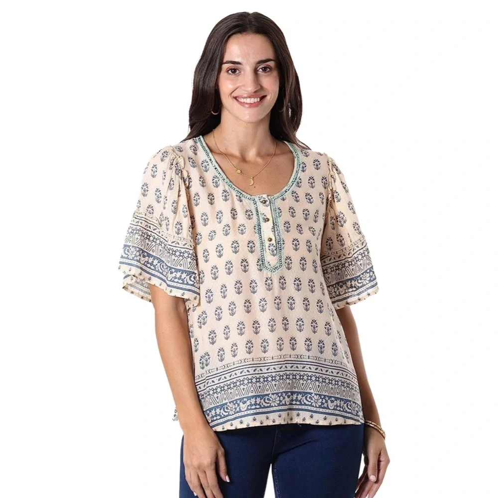 Boho Floral Print Blouse - Picture 4 of 5